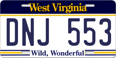 WV license plate DNJ553