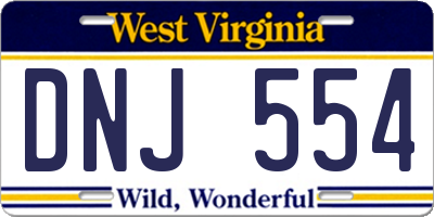 WV license plate DNJ554