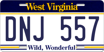 WV license plate DNJ557