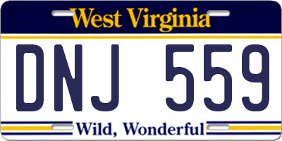 WV license plate DNJ559