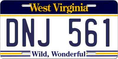 WV license plate DNJ561