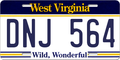 WV license plate DNJ564