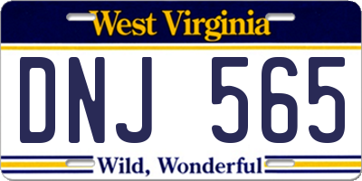 WV license plate DNJ565