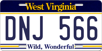 WV license plate DNJ566