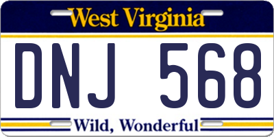 WV license plate DNJ568