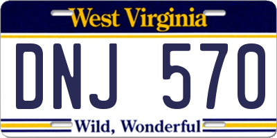 WV license plate DNJ570