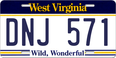 WV license plate DNJ571