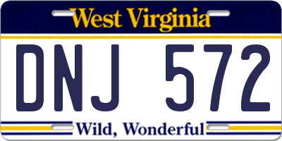 WV license plate DNJ572