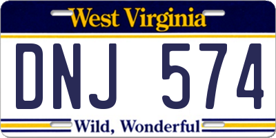 WV license plate DNJ574