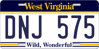WV license plate DNJ575