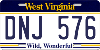 WV license plate DNJ576