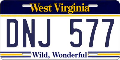 WV license plate DNJ577