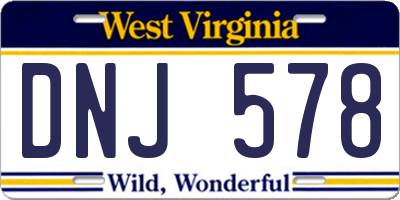 WV license plate DNJ578