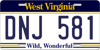 WV license plate DNJ581