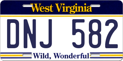 WV license plate DNJ582