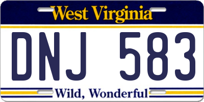 WV license plate DNJ583