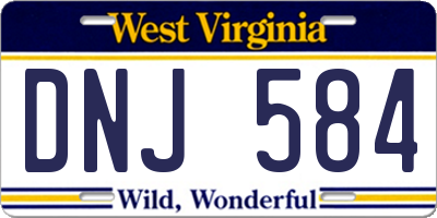 WV license plate DNJ584