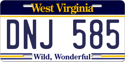 WV license plate DNJ585