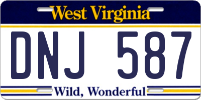 WV license plate DNJ587