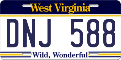 WV license plate DNJ588