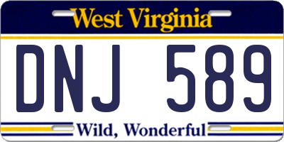 WV license plate DNJ589