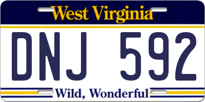 WV license plate DNJ592