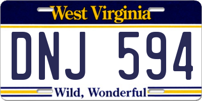 WV license plate DNJ594