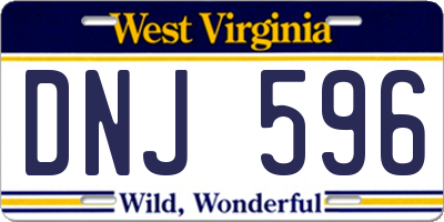 WV license plate DNJ596