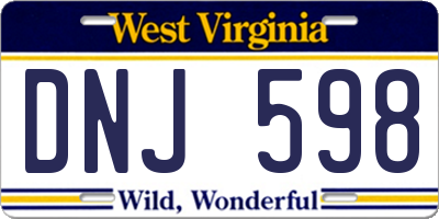 WV license plate DNJ598
