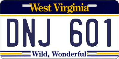 WV license plate DNJ601