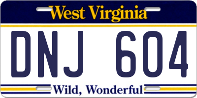 WV license plate DNJ604