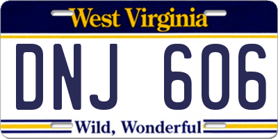 WV license plate DNJ606