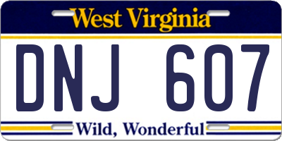 WV license plate DNJ607