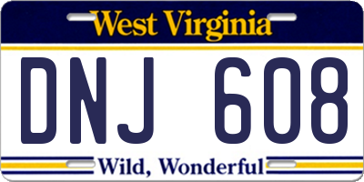 WV license plate DNJ608