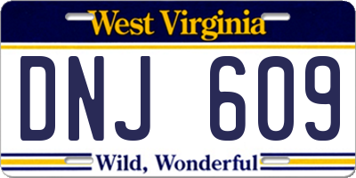WV license plate DNJ609