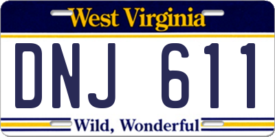 WV license plate DNJ611