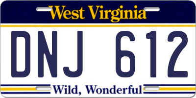 WV license plate DNJ612