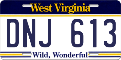 WV license plate DNJ613