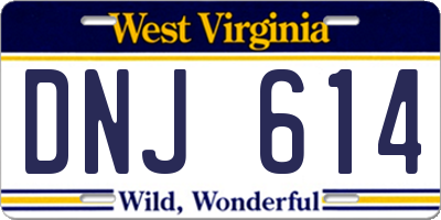 WV license plate DNJ614