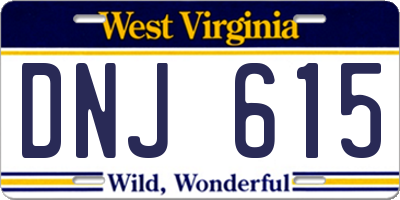 WV license plate DNJ615