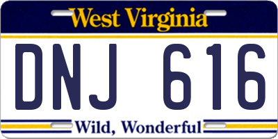 WV license plate DNJ616