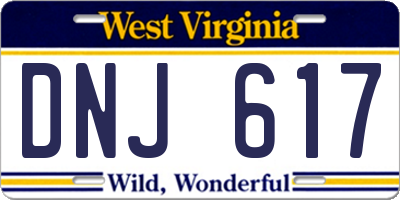 WV license plate DNJ617