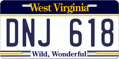WV license plate DNJ618