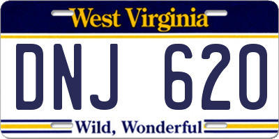 WV license plate DNJ620