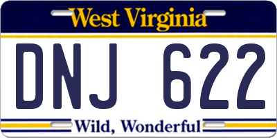 WV license plate DNJ622