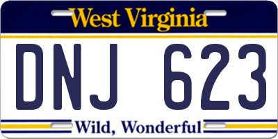 WV license plate DNJ623