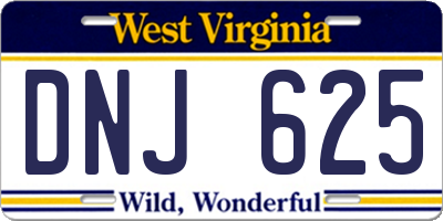 WV license plate DNJ625