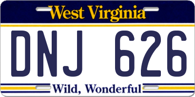 WV license plate DNJ626