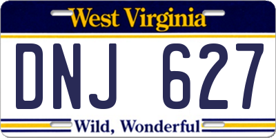 WV license plate DNJ627