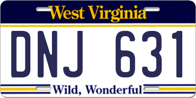 WV license plate DNJ631